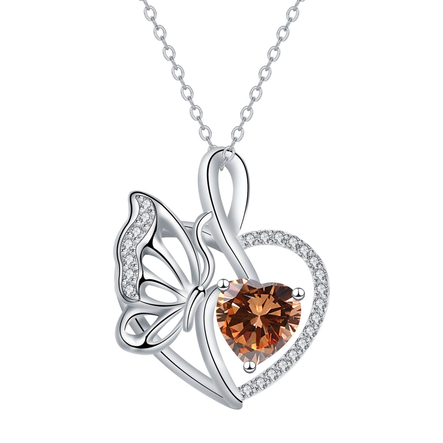 Love Butterfly Inlaid Jewelry High Sense Stylish Elegant Necklace Women