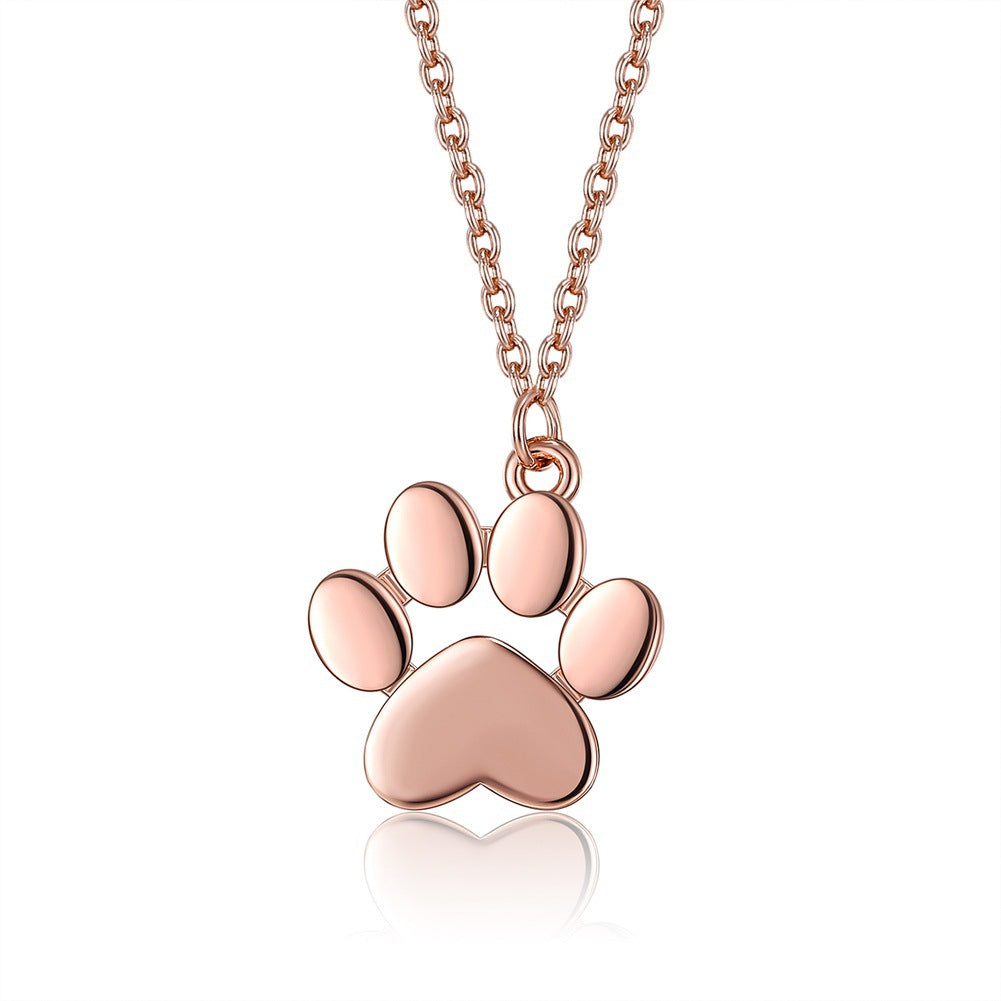 Sterling Silver Necklace Cute Pet Imprint Pendant Necklace