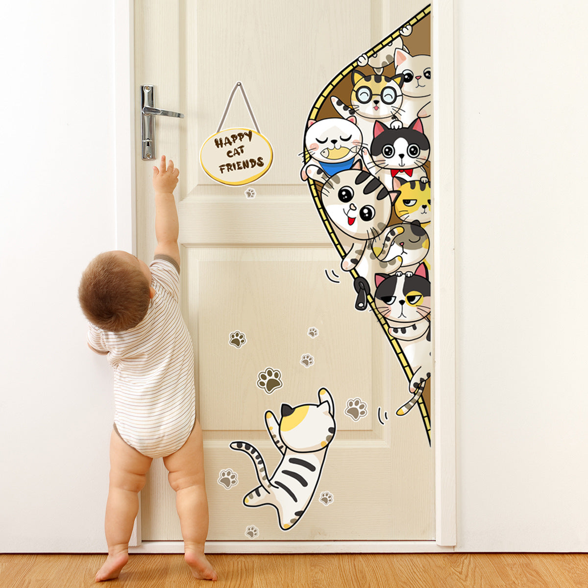 Cartoon Animal Naughty Kitten Decorative Wall Sticker