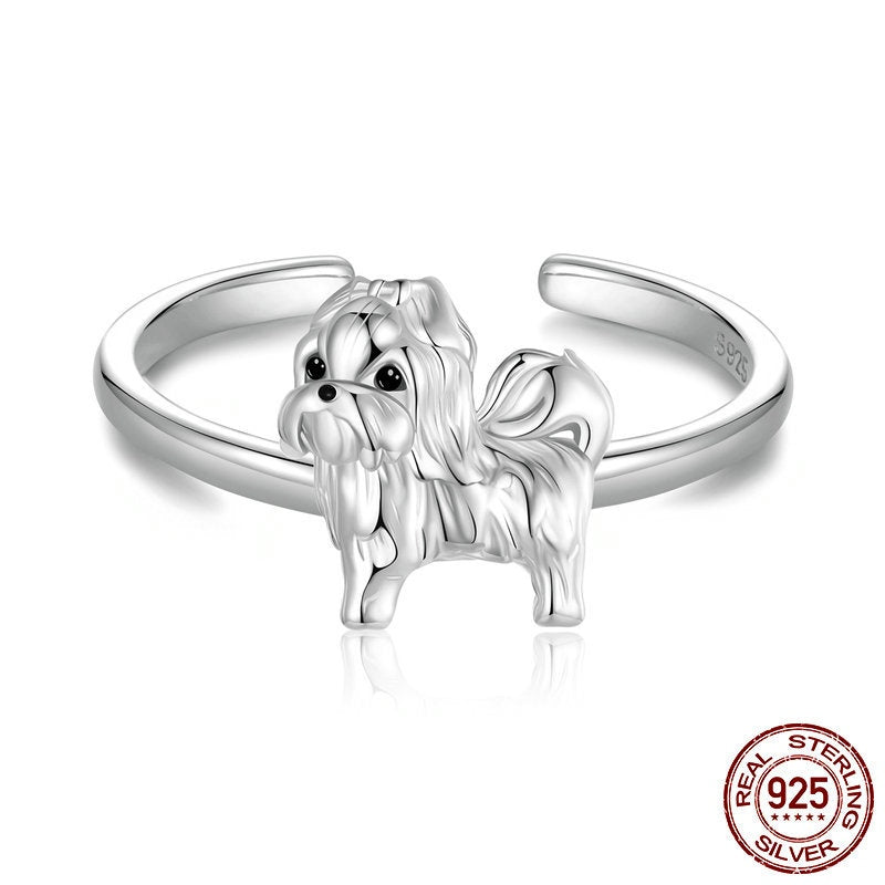 Sterling Silver Plated White Gold Animal Jewelry Ring For Women