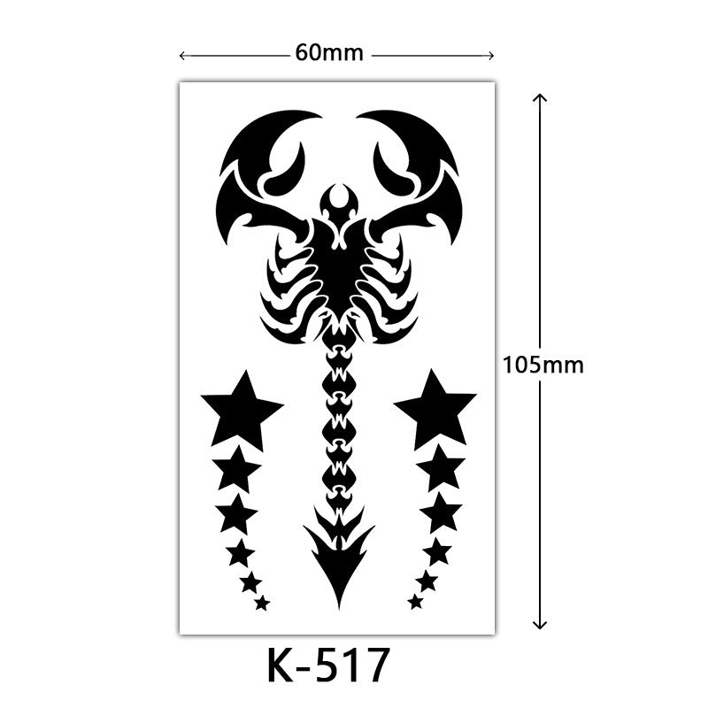 English Letter Flower Butterfly Sketch Line Waterproof Tattoo Sticker