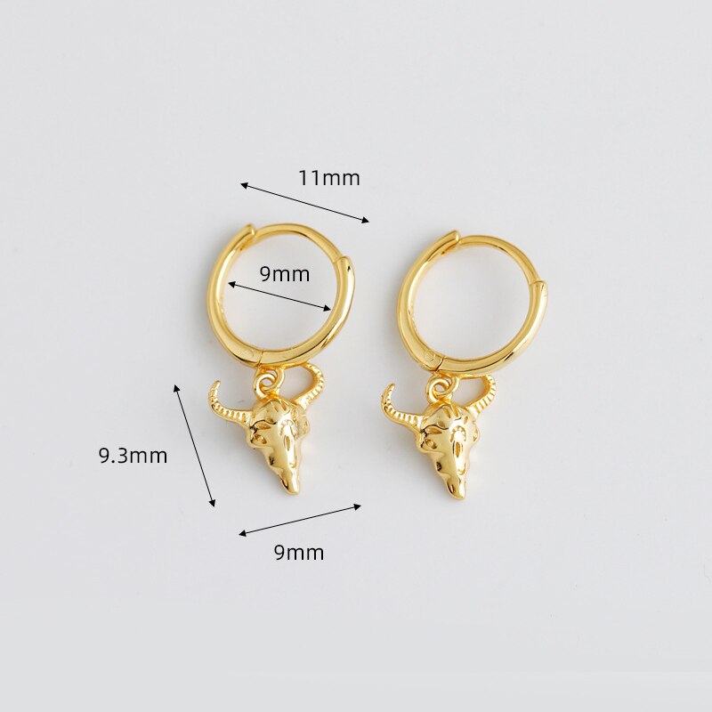 Circular S925 sterling silver ox head earring pendant