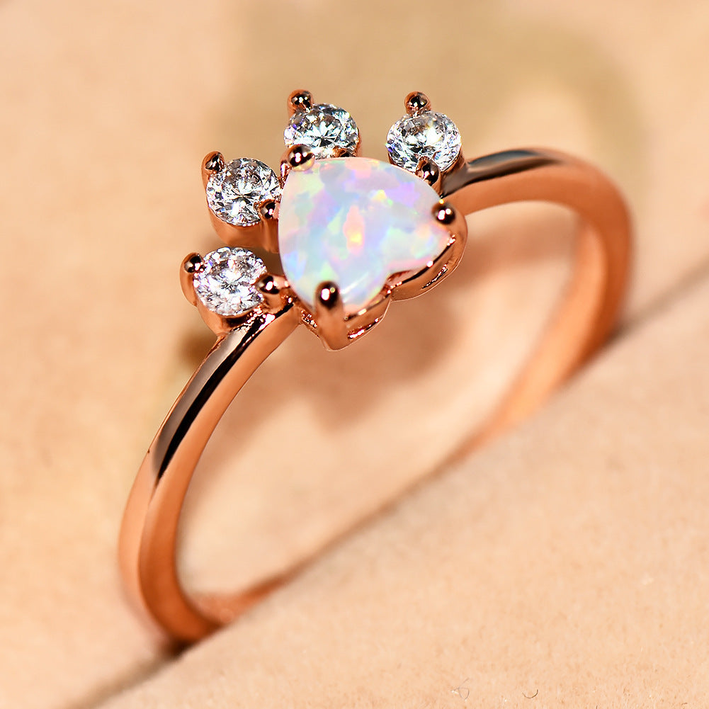 Small paw footprint ring