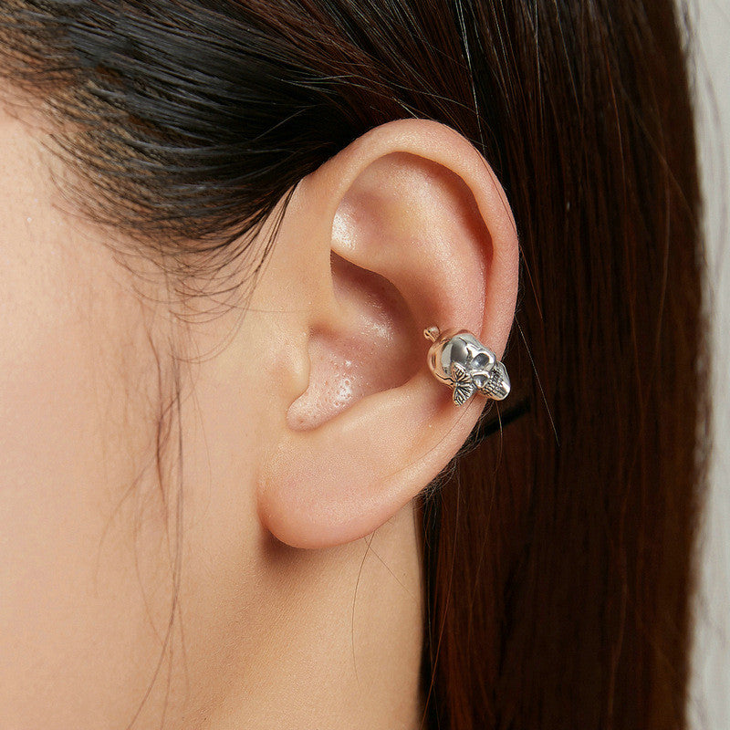 Skull And Butterfly Ear Cuff Single Fashion Skull Earring