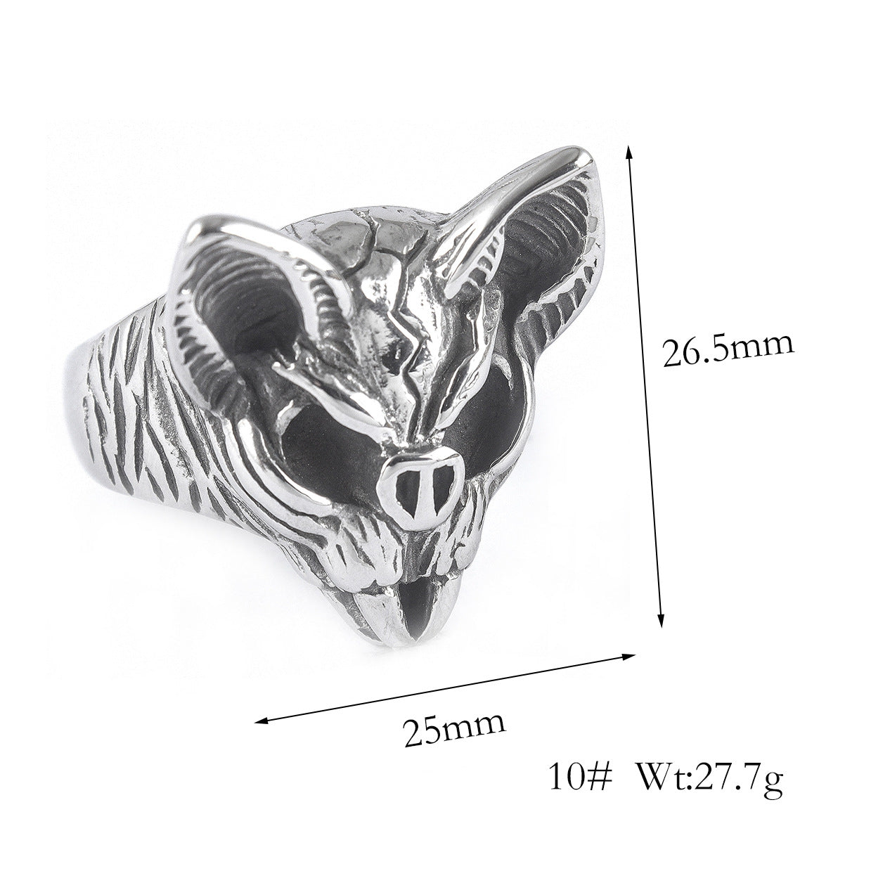 Vintage Jewelry Stainless Steel Animal Bat Cast Ring