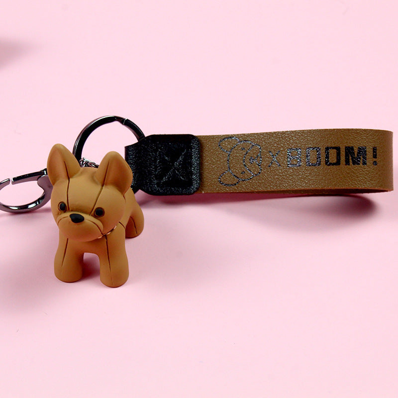 Creative Cartoon Keychain Cute Bulldog Headphone Case Couple Backpack School Bag Pendant