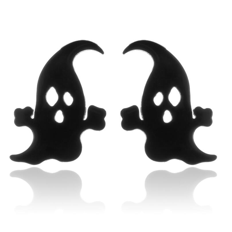 Simple Stainless Steel Ghost Stud Earrings Small Animal