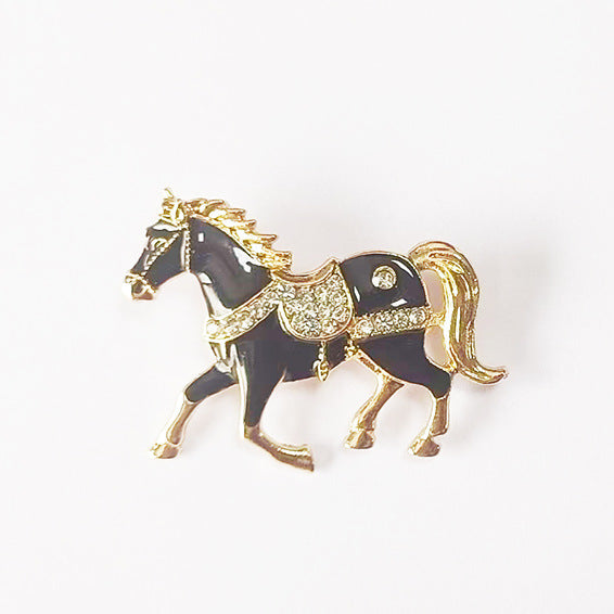 Affordable Luxury Fashion Chinese Zodiac Horse Drop Oil Diamond Brooch High Sense