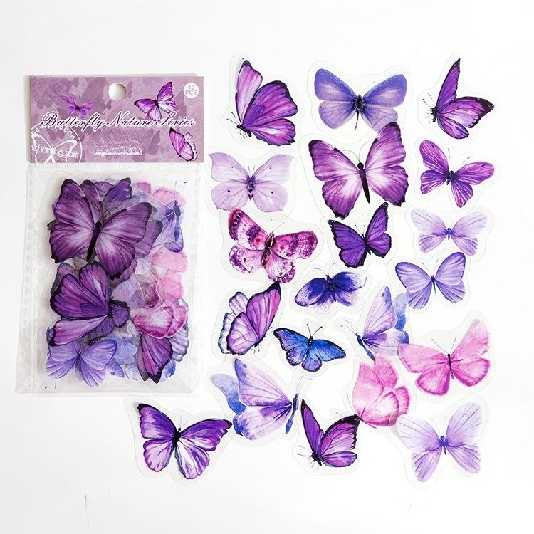 PET Sticker Bag Butterfly Nature Series Fresh And Retro Notebook Material Decoration Stickers