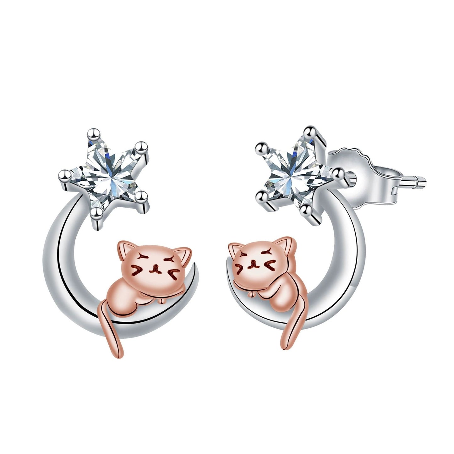 Cute Cat Ear Studs On The Moon