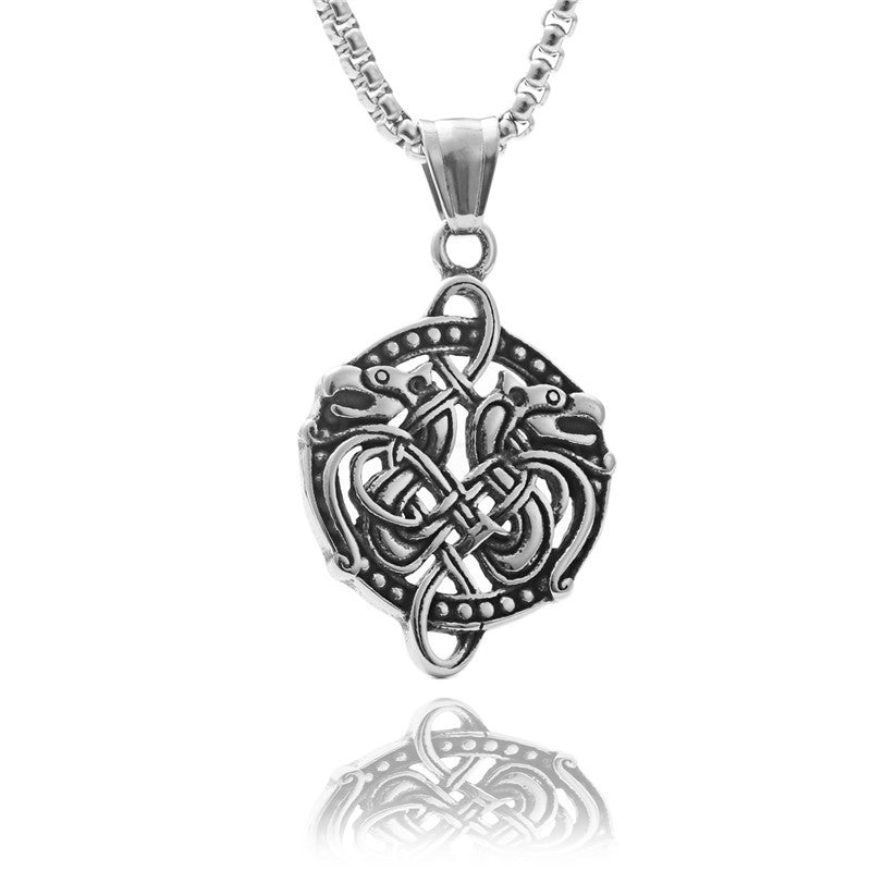 European And American Jewelry Titanium Steel Double Headed Divine Dragon Pendant