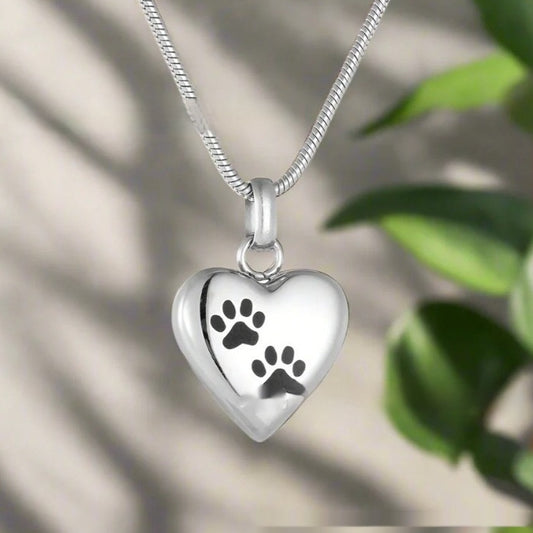 Heart Dog's Paw Pet Pendant Necklace