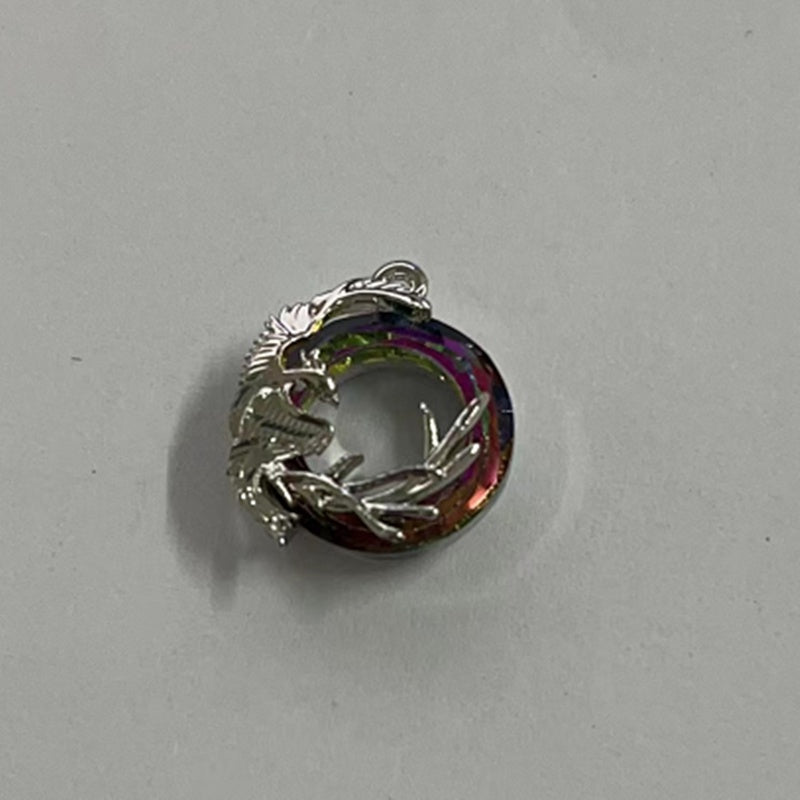 Fire Of Life Pendant Phoenix Round Crystal Earring Necklace