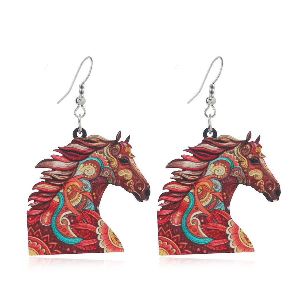 Colorful Fox Cat Horse Parrot Bird Acrylic Earrings For Carnival