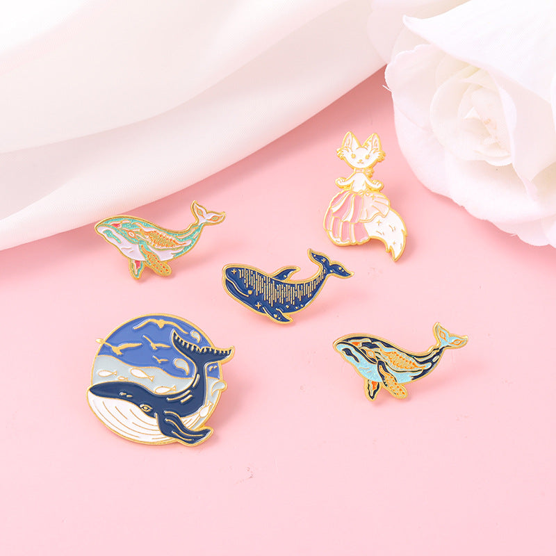 Creative Cartoon Animal Cute Whale Alloy Badge