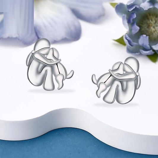 Girl And Dog Ear Studs Women's Light Luxury Minority High Sense