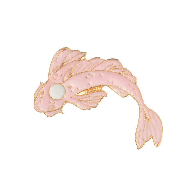 Four-color Good Luck Koi Alloy Oil Drip Accessories Brooch