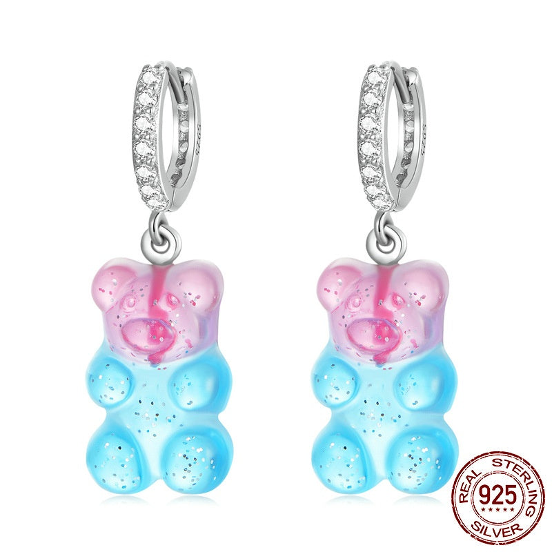 Gradient Candy Bear Earring Ear Clip Spring Girl Wear