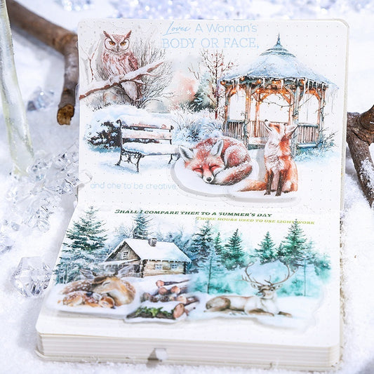 Beautiful Day Winter Animal Landscaping PET Sticker Bag