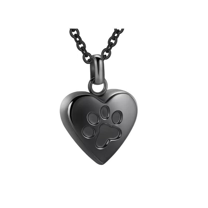 Simple Love Paw Print Titanium Steel Cinerary Casket Necklace Creative Can Be Opened