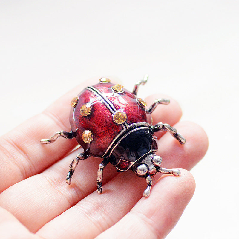 Retro Temperament Glaze Ladybug Brooch