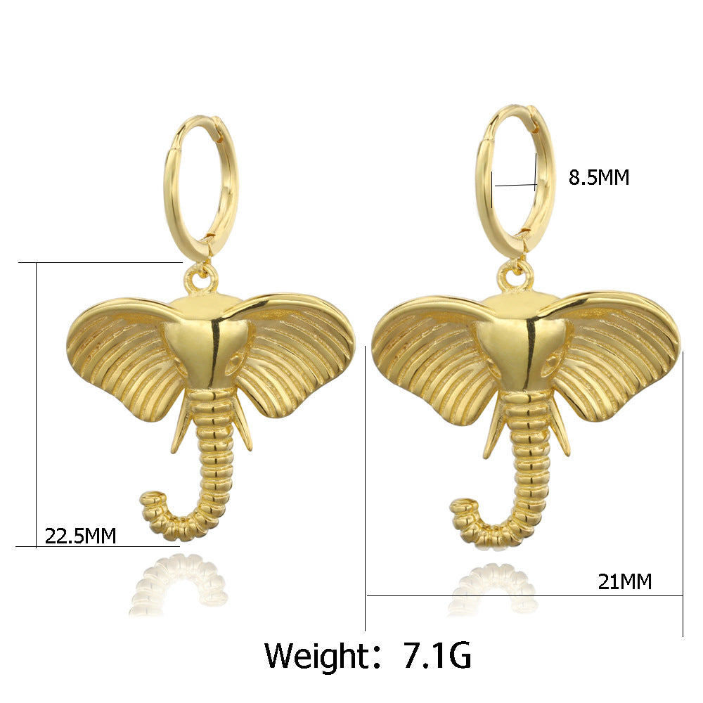 S925 Sterling Silver Cute Elephant Animal Earrings