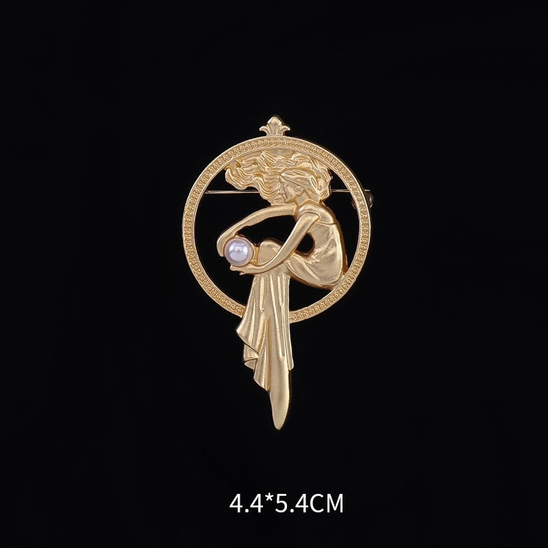 Beautiful Soul Retro Matte Gold Angel Brooch