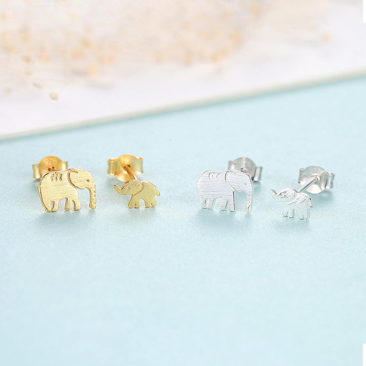 Female Animal Baby Elephant Asymmetrical Earrings