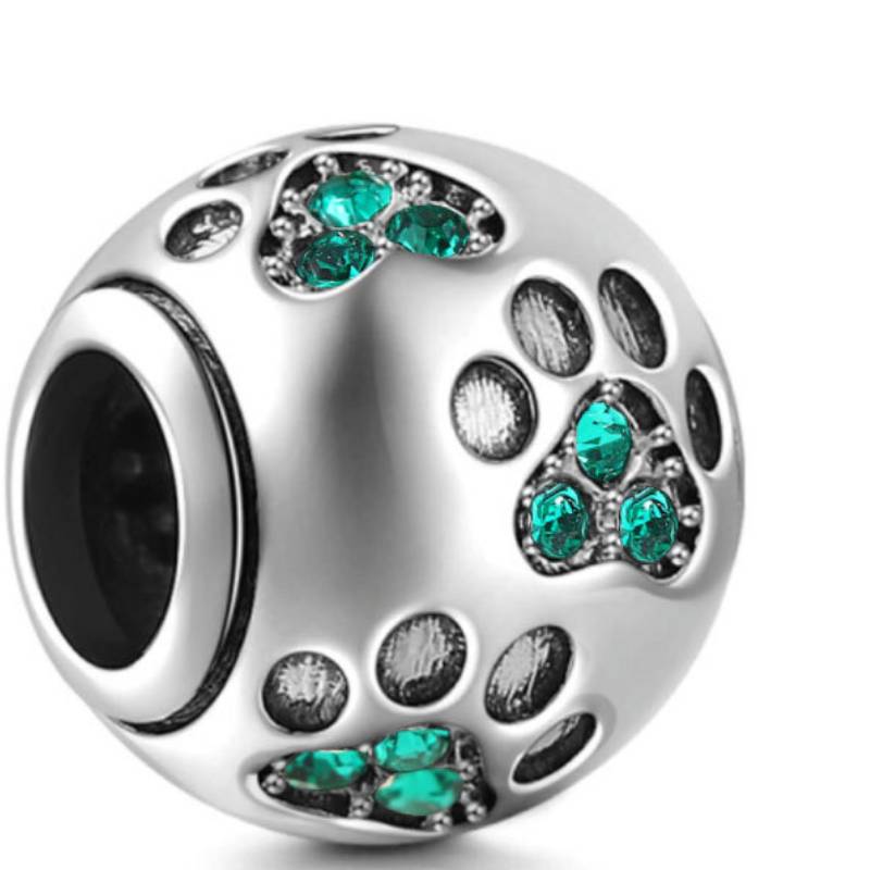 S925 sterling silver paw print diy bracelet accessories