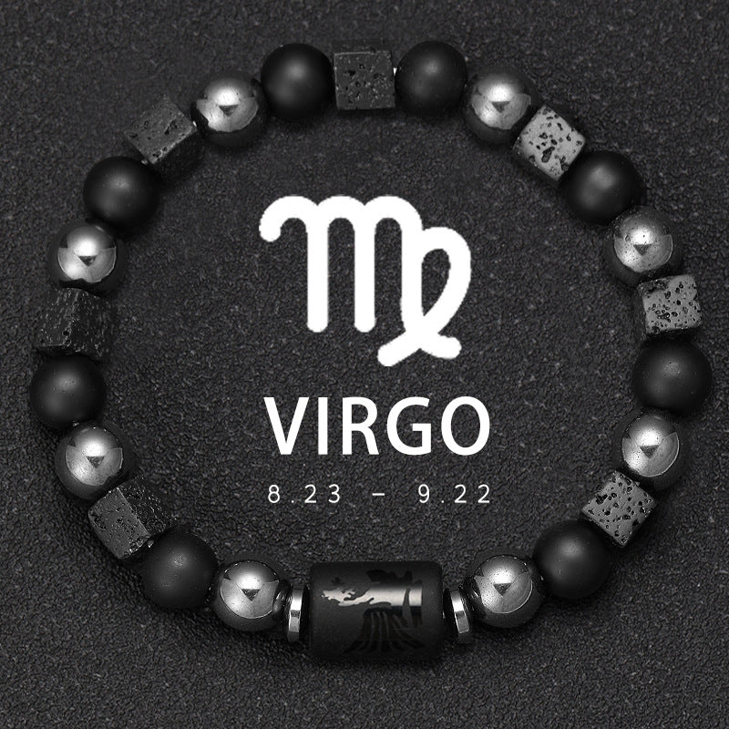 Twelve Zodiac Bracelet Couples Volcanic Stone Handmade Beaded Bracelet Accessory