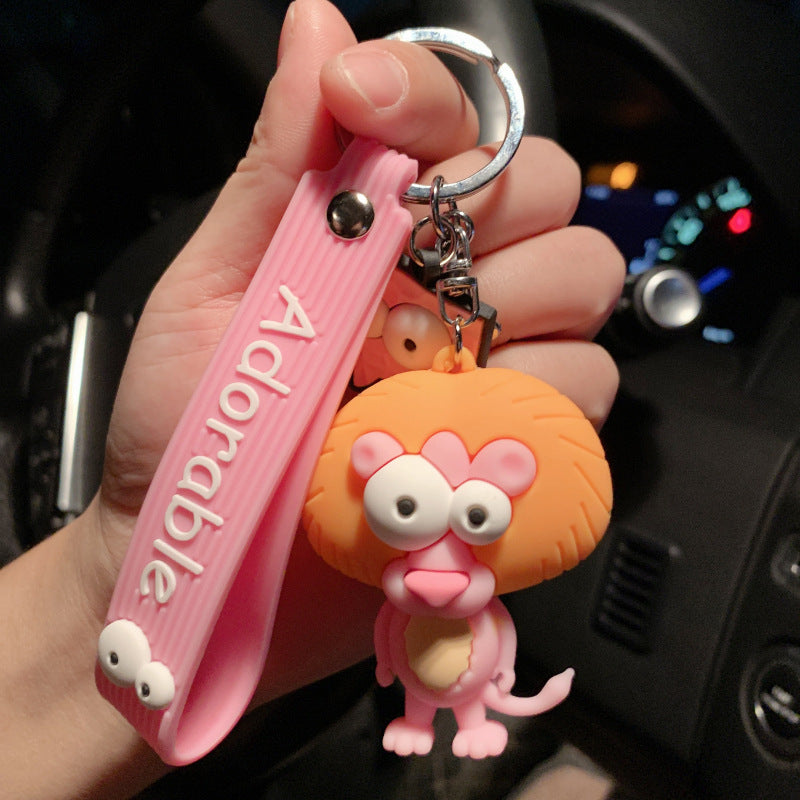 new ugly cute big eye bull keychain cute elephant key chain silicone cartoon animal keyring bag pendant pendant