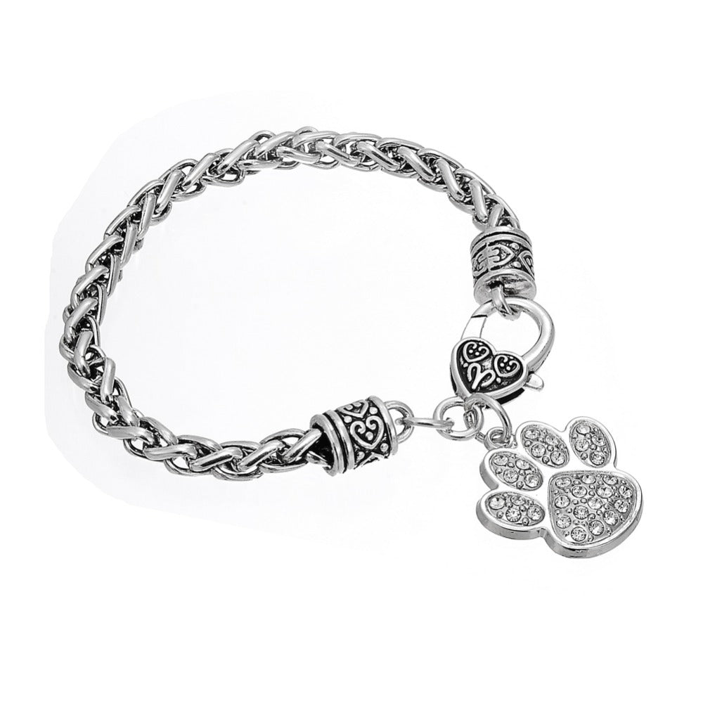 Cartoon animal footprints paw print pendant bracelet