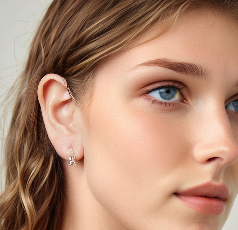 Silver New Animal Elephant S925 Pure Silver Ear Hook Simple Cute Animal Lucky Earrings