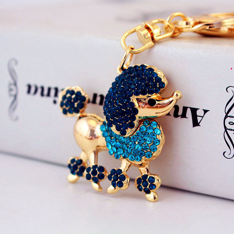 Cartoon Crystal Poodle Puppy Accessories Keychain Pendant Women's Bag Accessories