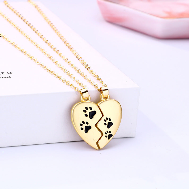 Love Couple Necklace Magnet Stitching Alloy Pendant Original Design Jewelry