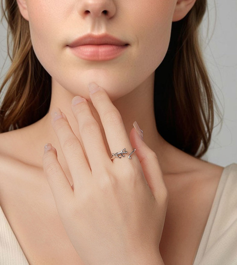 Personalized Animal Ring Bracelet Sterling Silver Gecko