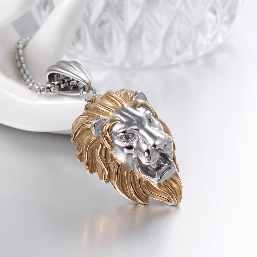 Titanium Steel Jewelry Fashion Hollow Lion Head Stainless Steel Pendant