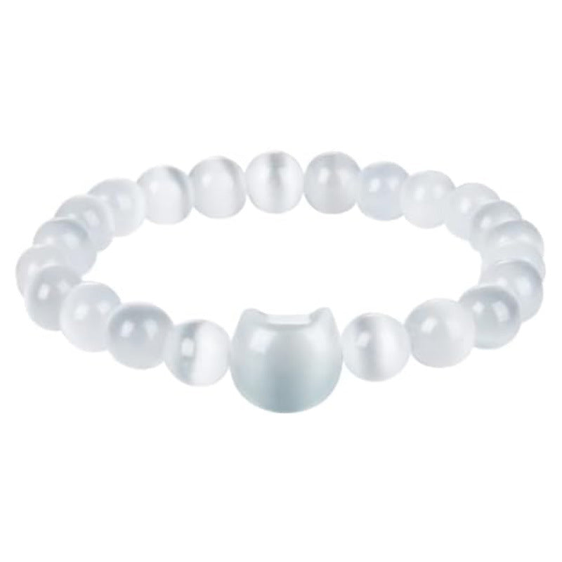 Cat Pendant Silver Stone Tigereye Amethyst Bracelet