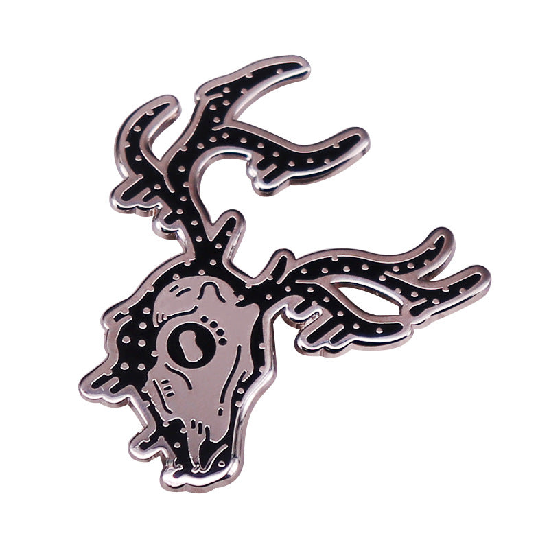 Starry Deer Skull Enamel Pin Ghost Elk Badge Pagan Gothic Jewelry