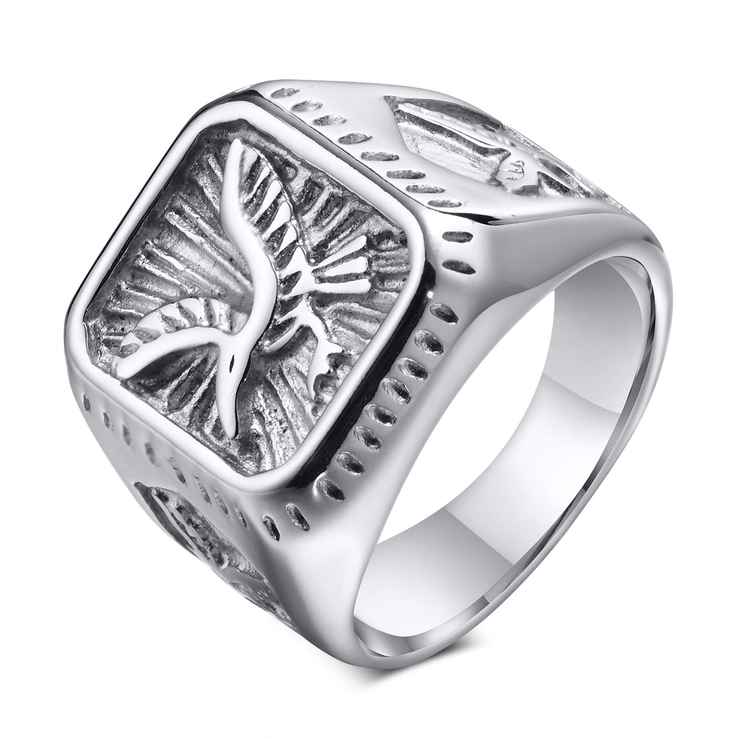 Stainless Steel Eagle Ring Gold Men's Ring