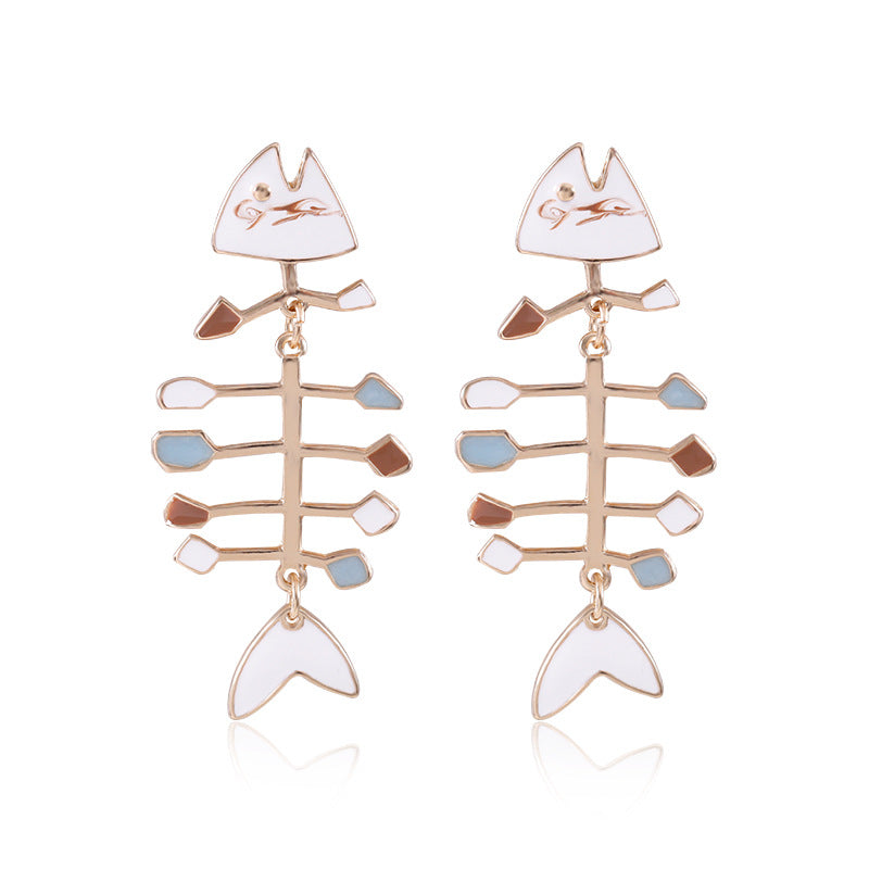 Fish Bone Earring Alloy Oil Dripping Personality