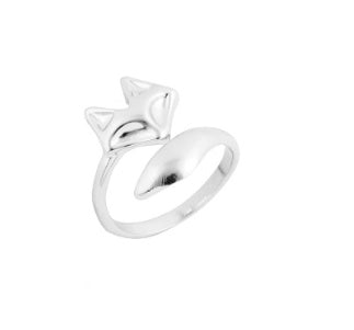 Simple style Korean opening adjustable fox ring copper animal fox small ring