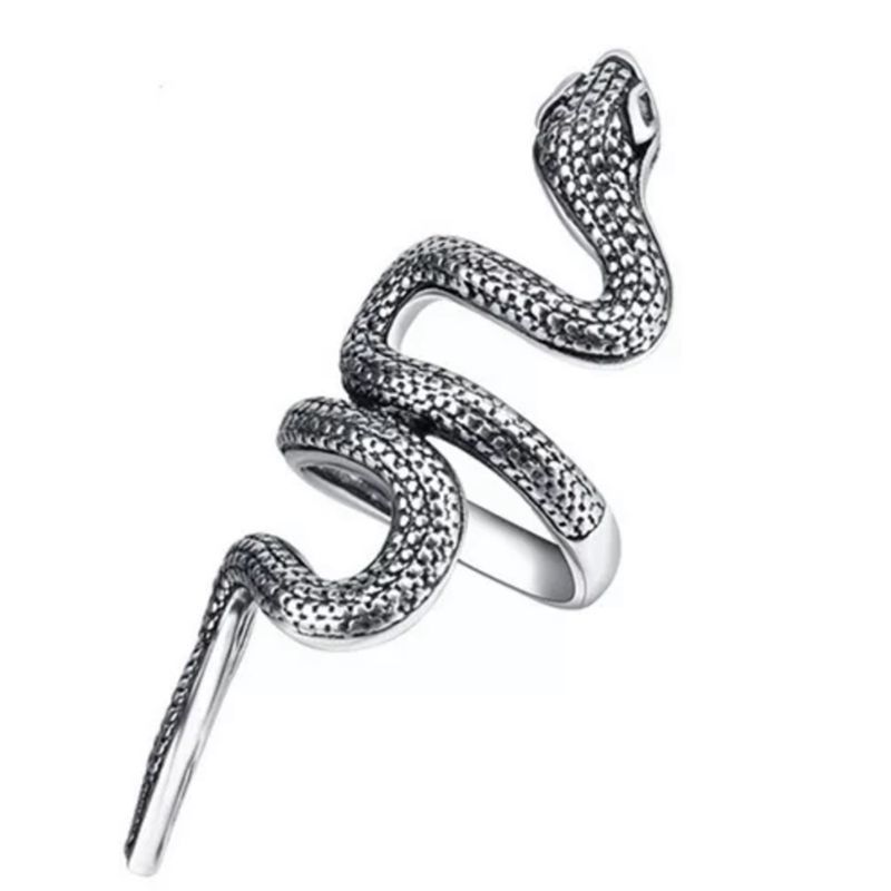 Animal Spirit Snake European And American Retro Punk Exaggerated And Personalized Men And Women Winding Snake Animal Opening Ring