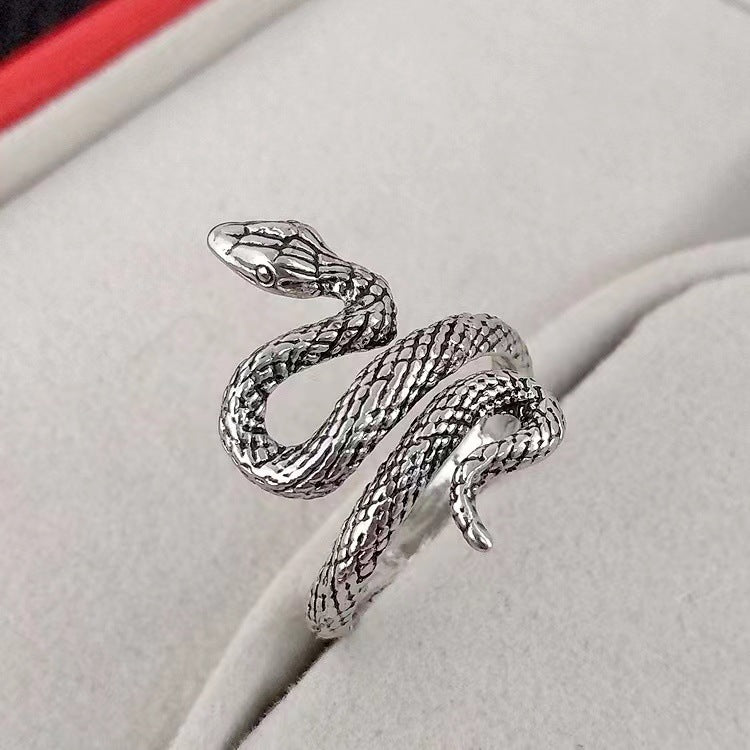 Animal Spirit Snake European And American Retro Punk Exaggerated And Personalized Men And Women Winding Snake Animal Opening Ring