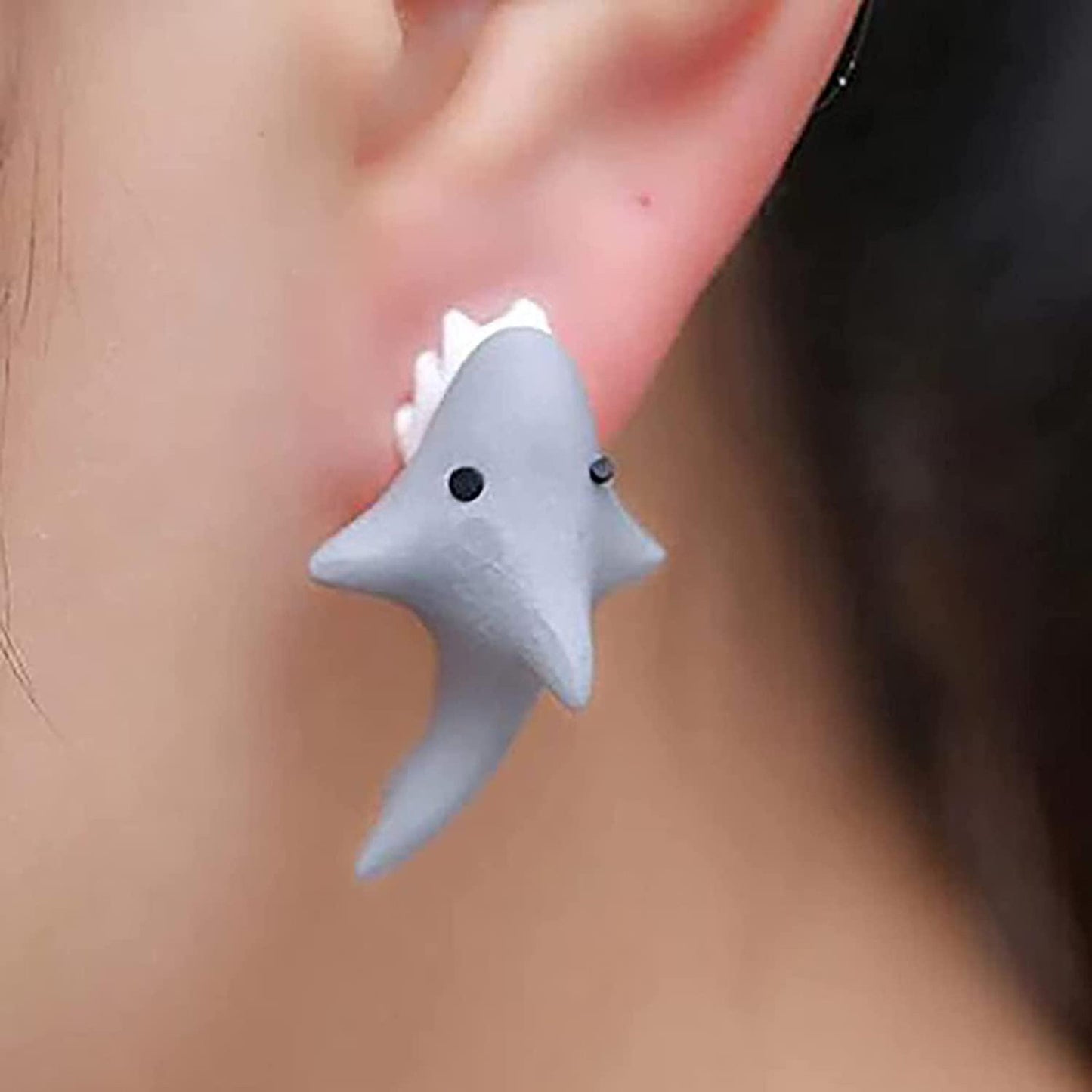 Cartoon Sharks Bite 3d Stud Earrings Women Lovely Casual Sea Animal Fish Jewelry Girls Kawaii Creative Earring Female Cartoon Sharks Bite 3d Stud Earrings Women Lovely Casual Sea Animal Fish Jewelry