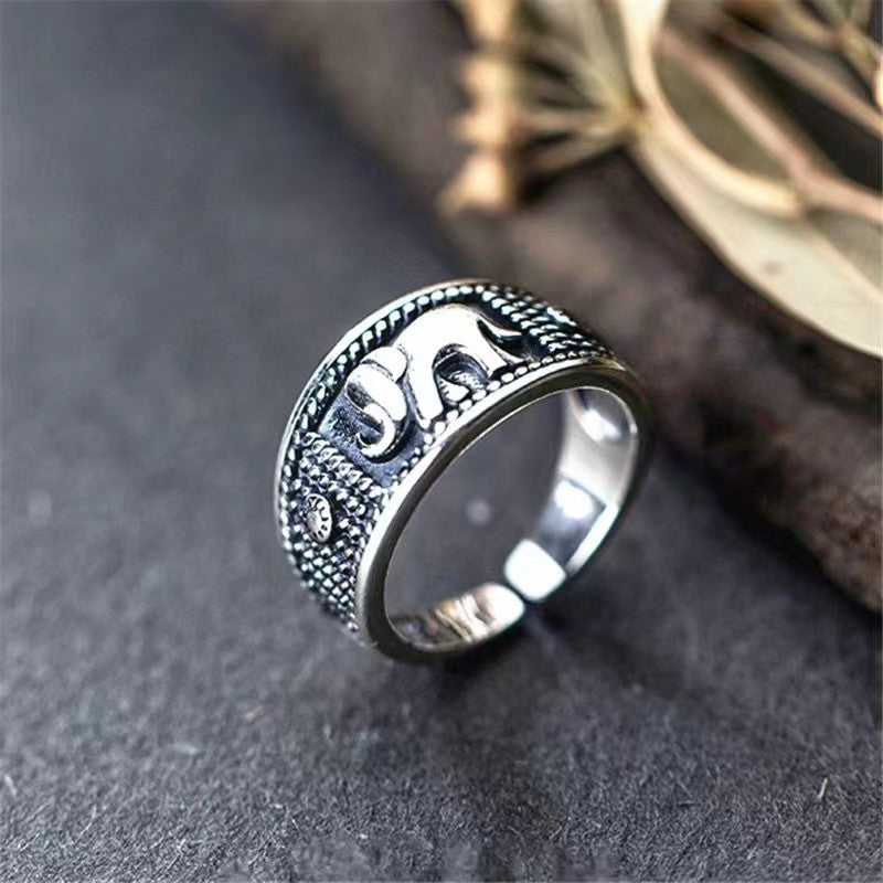 Elephant Ring Vintage Totem Distressed Animal Ring