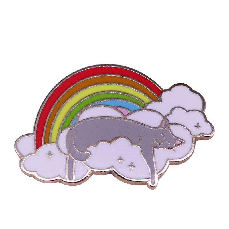 Cute Cat Badge Cartoon Animal