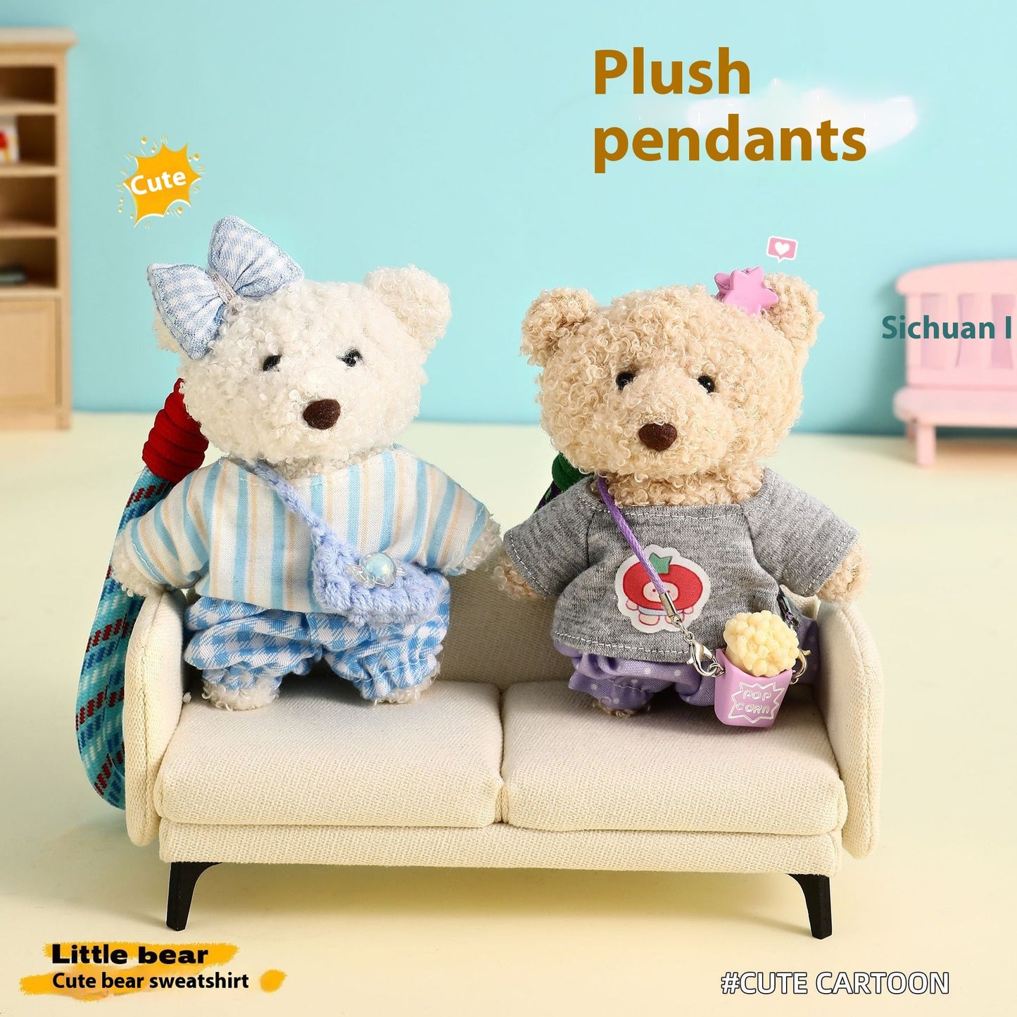 Original Fleece Sweatshirt Bear Doll Car Keychain Pendant