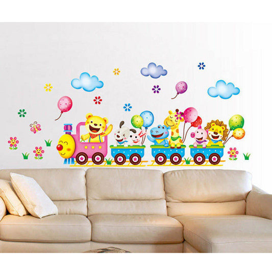 Trumpet Kids Animal Train Cartoon Wall Sticker