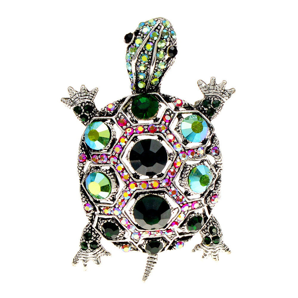 Diamond-embedded Fashion Retro Turtle Brooch Cute Animal Corsage
